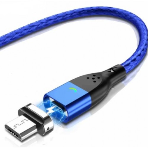 Шнур USB с магнитным штекером IPhone синий 1 м FONKEN 12974