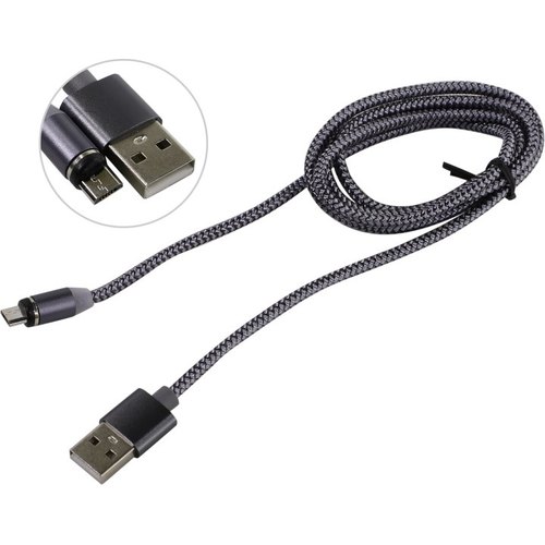 Шнур USB с магнитным штекером micro-USB черный 1м FONKEN 12975