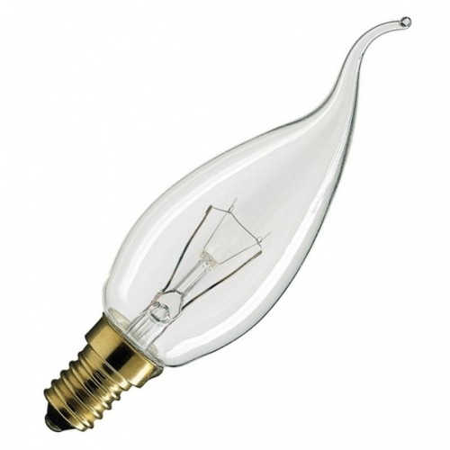 Лампа накаливания E14 40W 230V свеча прозрачная PHILIPS