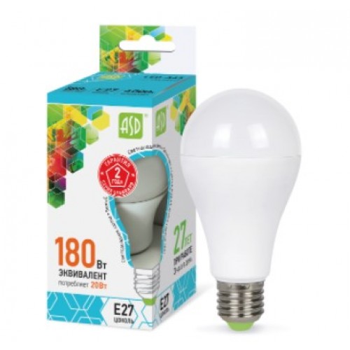 Лампа светодиодная LED-A60-standard 20W 160-260V E27 4000K ASD