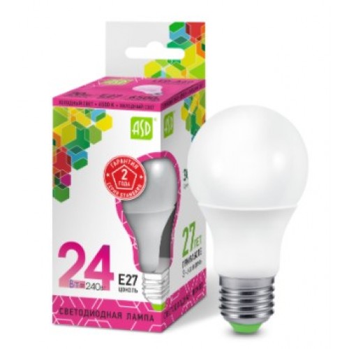 Лампа светодиодная LED-A65-standard 24W 230V E27 6500K ASD