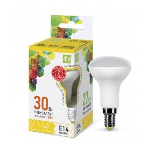 Лампа светодиодная LED-R50-standard (рефлектор) 3W 160-260B E14 3000K ASD