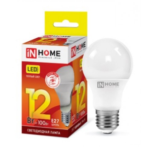 Лампа светодиодная LED-A60-VC 12W 230V E27 3000K 1080Лм IN HOME