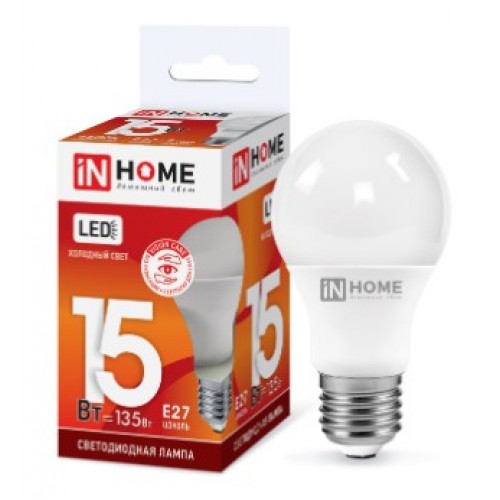 Лампа светодиодная LED-A60-VC 15W 230V E27 6500K 1350Лм IN HOME