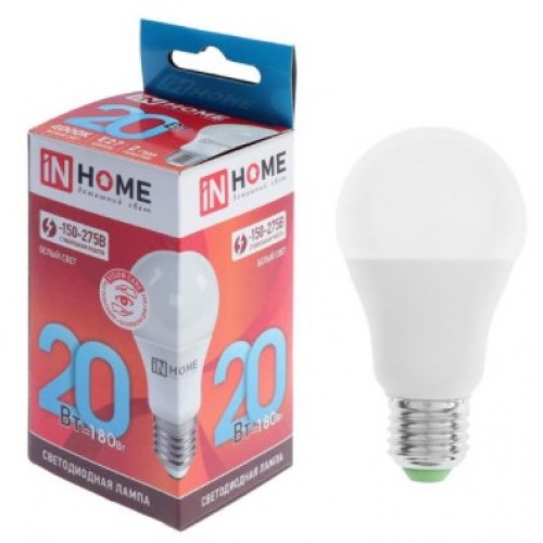Лампа светодиодная LED-A65-VC 20W 230V E27 3000K 1080Лм IN HOME