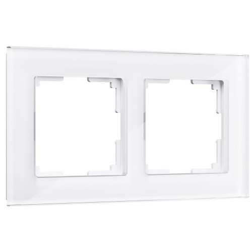 Рамка 2 поста белый, стекло WL01-Frame-02 WERKEL