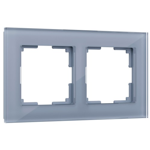 Рамка 2 поста серый, стекло WL01-Frame-02 WERKEL