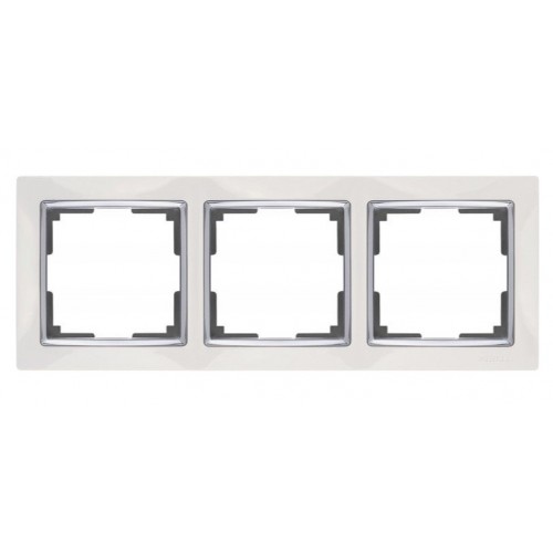 Рамка 3 поста серебро стекло WL09-Frame-03 WERKEL