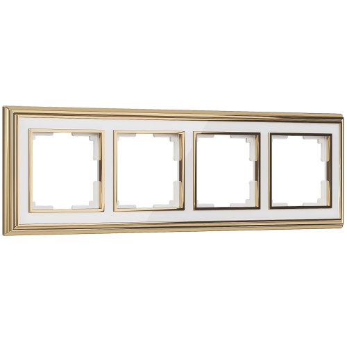 Рамка 4 поста золото/белый металл PALACIO WL17- Frame-04 WERKEL