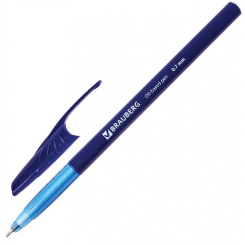Ручка шариковая масляная с грипом, синяя 0,7мм BRAUBERG "Oil Base" 141634