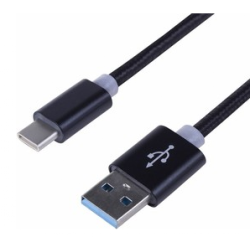 Шнур USB 3.1 typeC (male)- USB2.0 (male) в тканевой оплетке 1м черный REXANT 18-1884