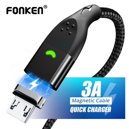 Шнур USB с магнитным штекером TP-C черный 1м FONKEN 12977