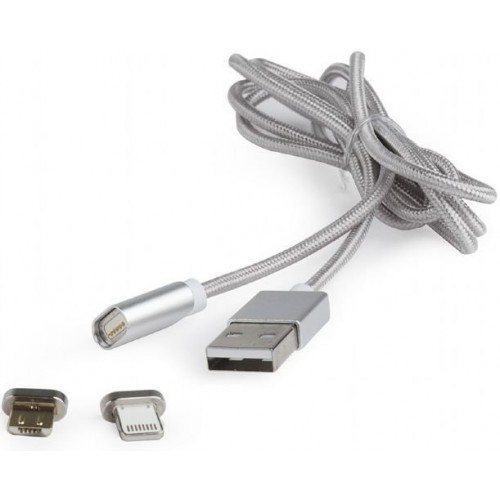 Шнур USB универсальный (2 вида разъемов) 1м серебристый 12852