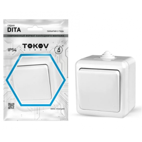 Блок ОП Dita (розетка 16А 250В с з/к+1-кл.выключатель 10А) IP54 Белый TOKOV ELECTRIC TKL-DT-V1RZC01-IP/1710652
