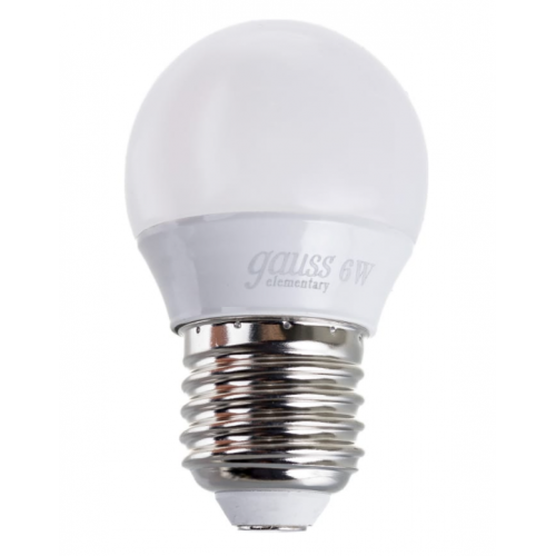 Лампа светодиодная LED шар 6W 180-240V E27 3000K Elementary Gauss 53216