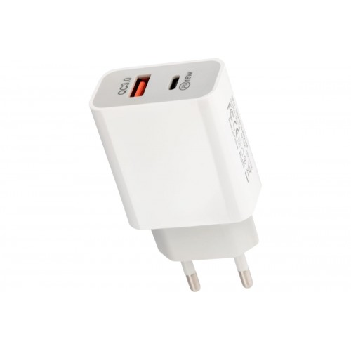 Сетевое зарядное устройство REXANT USB-А+USB-С 220V 18W Белый 18-2216