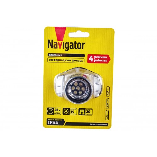 Фонарь светодиодный NPT-H04-3AAA 7LED налобный пластик Navigator 94916