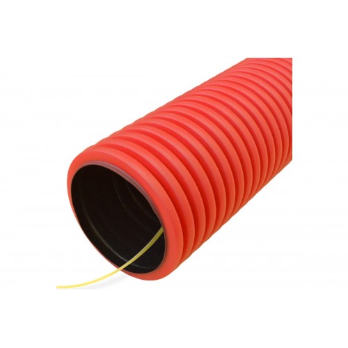 Труба гофрированная двустенная ПНД гибкая d110 мм с муфтой Красная  упаковка 50 м