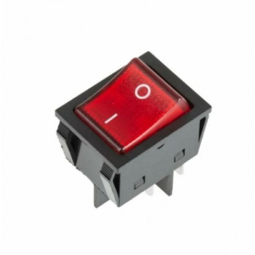 Выключатель клавишный 250 V 20A (4c) ON-OFF красный с подсветкой REXANT 36-2340