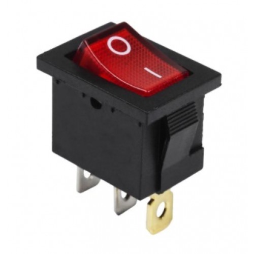 Выключатель клавишный 250 V 6A (4c) ON-OFF красный с подсветкой Mini REXANT 36-2190